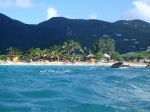 Friar\'s Bay beach as seen from the ocean.