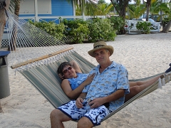 In a hammock, Rum Point