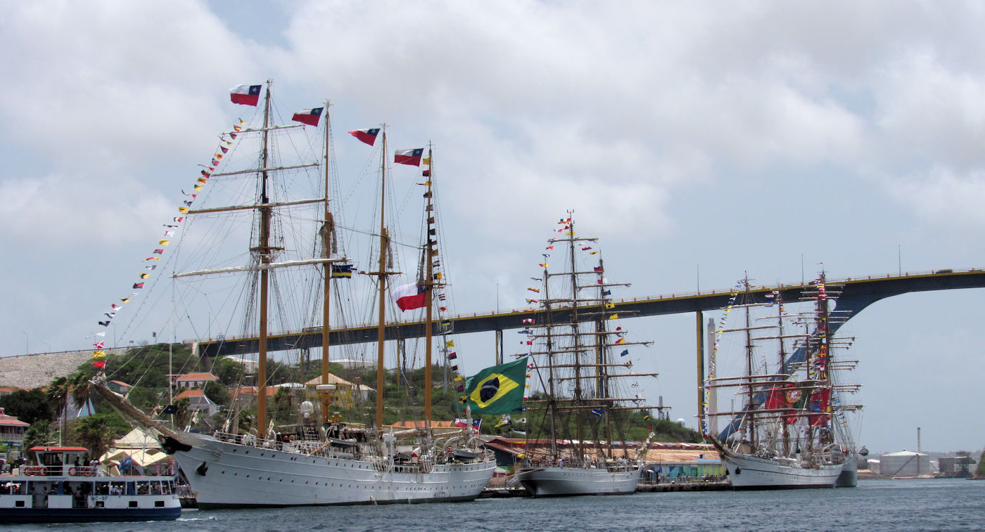 Tall ships in the harbor